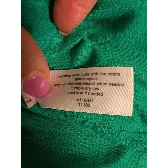Lane Bryant Womens Top Plus 26/28 Button Up Shirt Linen Blend Kelly Green - Picture 9 of 13